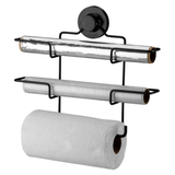 Suporte de Rolos Triplo para Papel Toalha/Alumínio/PVC com Ventosa Preto Fosco - Ela Decora