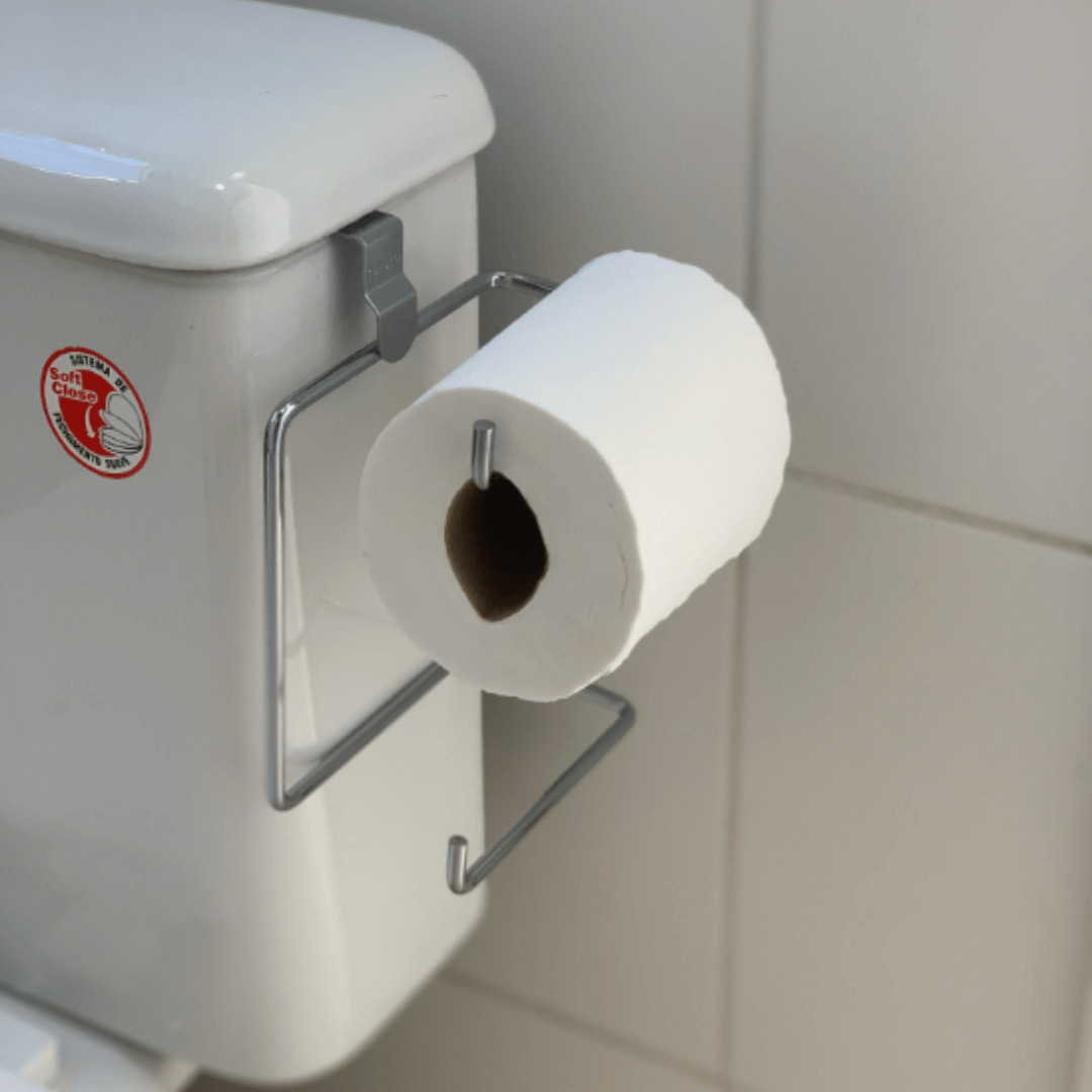 Suporte Duplo de Papel Higiênico para Caixa Acoplada Cromado - Ela Decora