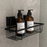 Suporte Moderno Para Shampoo Com Ventosa 28 cm Preto Fosco de Alta Resistencia - Ela Decora