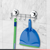 Suporte Multiuso 6 Ganchos com Fixação Por Ventosas Cromado