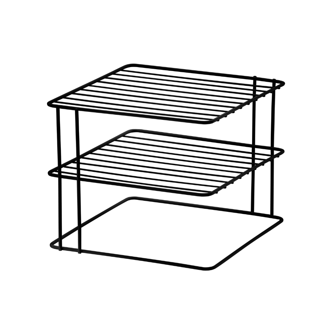 Suporte Organizador de Pratos 3 Níveis 26cm Preto Fosco Alta Resistência - Ela Decora