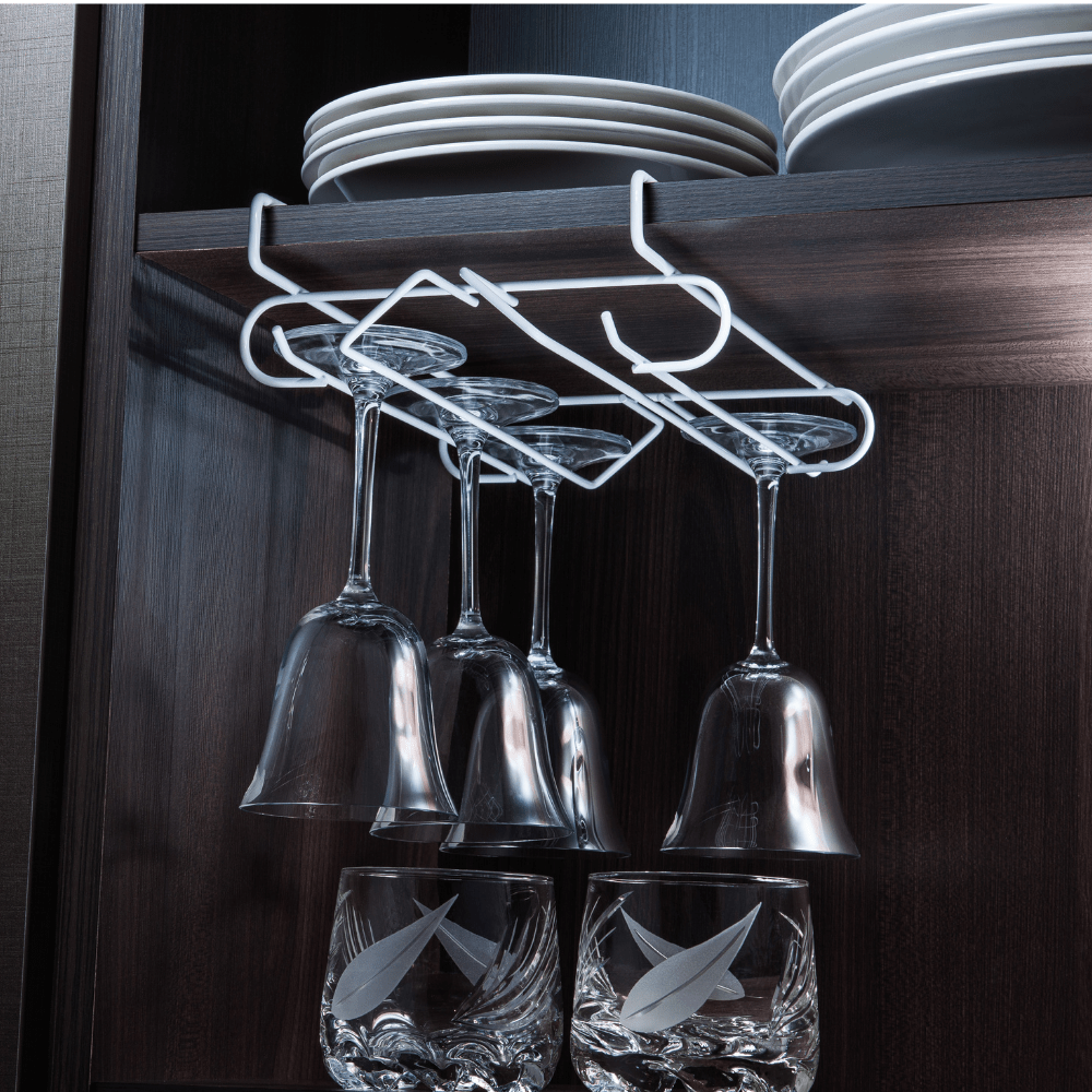 Suporte Organizador De Taças Para Armário De Encaixar Branco - Ela Decora