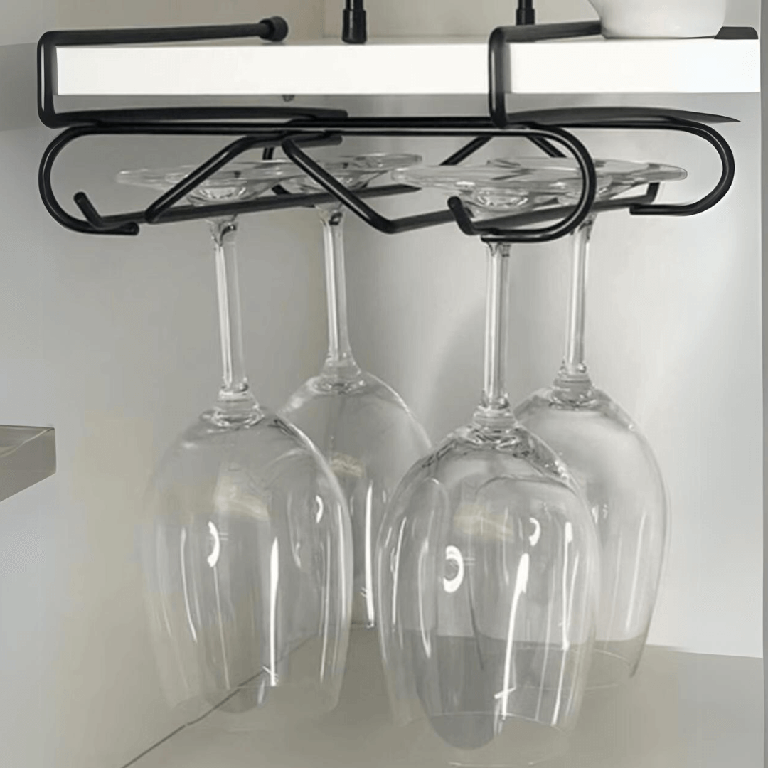 Suporte Organizador De Taças Para Armário De Encaixar Preto Fosco Black - Ela Decora