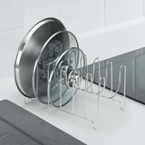 Suporte Organizador De Tampas De Apoiar Armário Cromado - Ela Decora