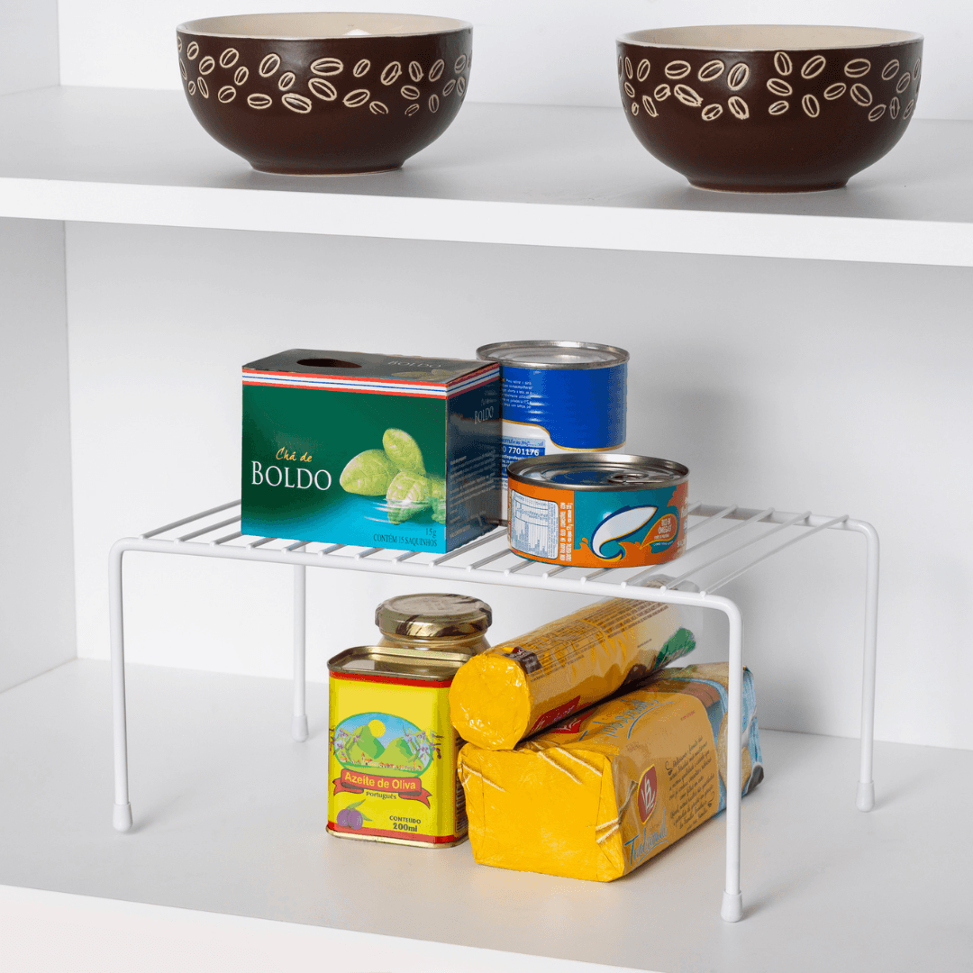 Suporte Organizador Retangular de Armário Médio 32,5cm Branco Alta Resistência - Ela Decora
