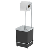 Suporte Papel Higiênico com Lixeira Preta e Cromada 6,5 Litros - Ela Decora