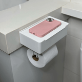 Suporte Papel Higiênico com Porta Objetos 3M Branco - Ela Decora