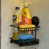 Suporte Para Detergente e Esponja com Fixação por Ventosa Preto Fosco - Ela Decora