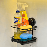 Suporte Para Detergente e Esponja com Fixação por Ventosa Preto Fosco - Ela Decora