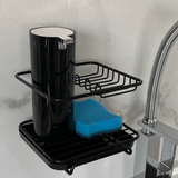 Suporte Para Detergente e Esponja com Fixação por Ventosa Preto Fosco - Ela Decora