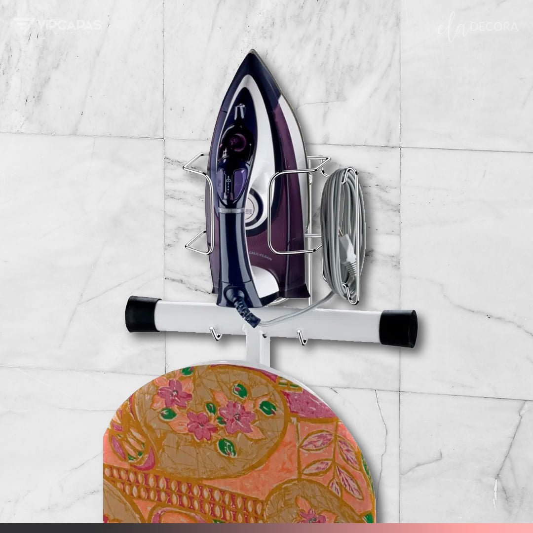 Suporte para Ferro/Tábua de Passar Roupa Cromado - Ela Decora