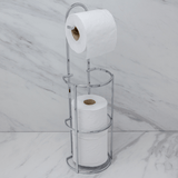 Suporte para Papel Higiênico 3 rolos de Chão e Parede Cromado - Ela Decora