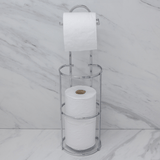 Suporte para Papel Higiênico 3 rolos de Chão e Parede Cromado - Ela Decora