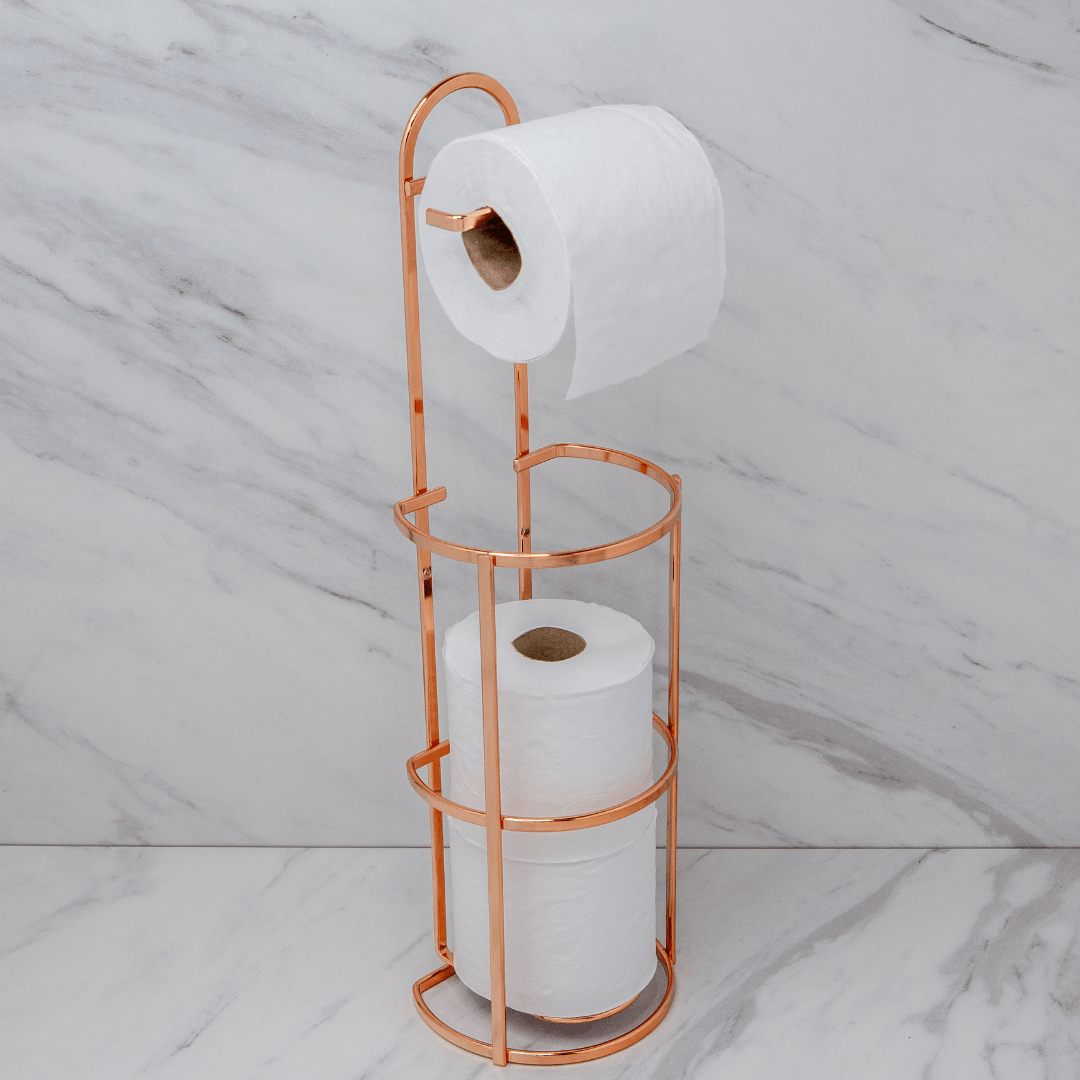 Suporte para Papel Higiênico 3 rolos de Chão e Parede Rose Gold - Ela Decora