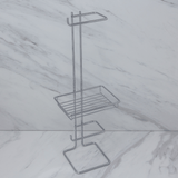 Suporte para Papel Higiênico Chão Duplo Com Porta Objeto Cromado - Ela Decora