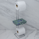 Suporte para Papel Higiênico Chão Duplo Com Porta Objeto Cromado - Ela Decora