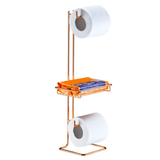 Suporte para Papel Higiênico Chão Duplo Com Porta Objeto Rose Gold - Ela Decora