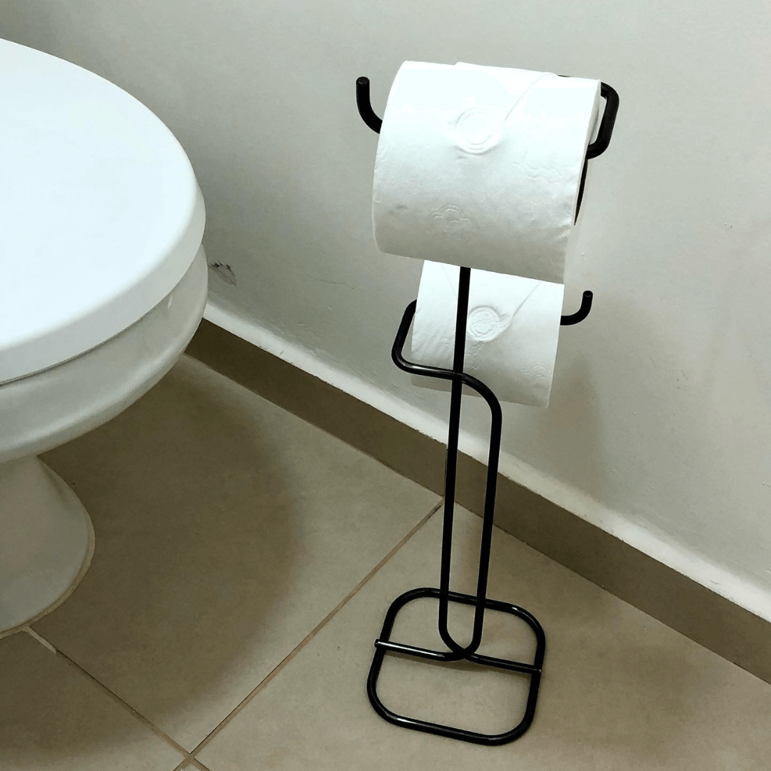 Suporte para Papel Higiênico de Chão 2 Rolos Ônix - Ela Decora