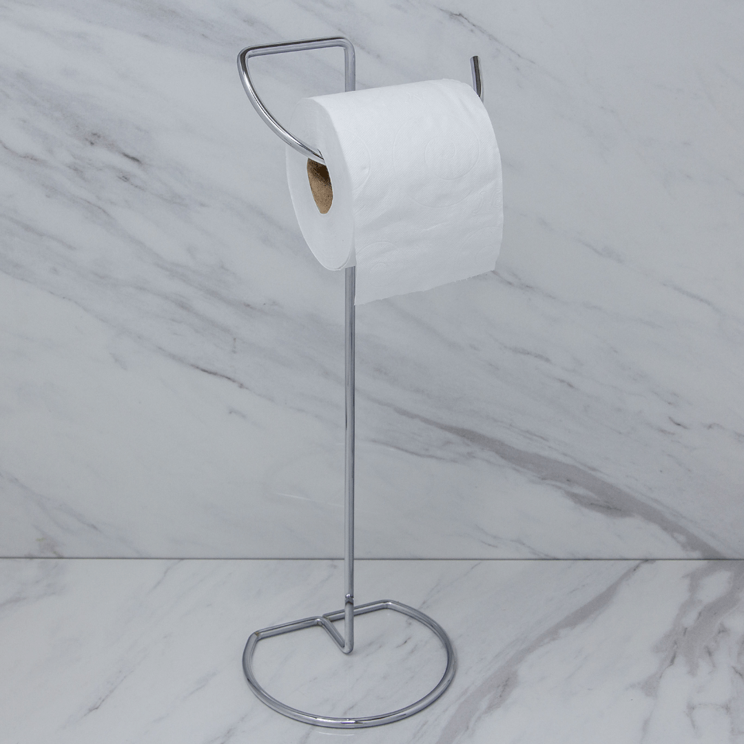 Suporte para Papel Higiênico de Chão Cromado - Ela Decora