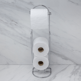 Suporte para Papel Higiênico de Chão Cromado Aço Carbono Capacidade Para 3 Rolos - Ela Decora