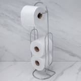 Suporte para Papel Higiênico de Chão Cromado Aço Carbono Capacidade Para 3 Rolos - Ela Decora