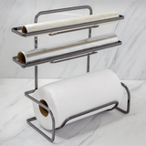 Suporte para Rolos Triplo Papel Toalha Alumínio PVC Bancada ou Parede Ônix - Ela Decora