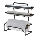 Suporte para Rolos Triplo Papel Toalha Alumínio PVC Bancada ou Parede Ônix - Ela Decora