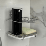 Suporte para Sabão Detergente e Esponja com Fixação por Ventosa Cromado