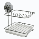 Suporte para Sabão Detergente e Esponja com Fixação por Ventosa Cromado - Ela Decora