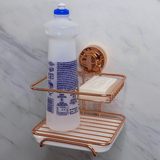 Suporte Para Sabão Detergente e Esponja Fixação com Ventosa Rose Gold - Ela Decora