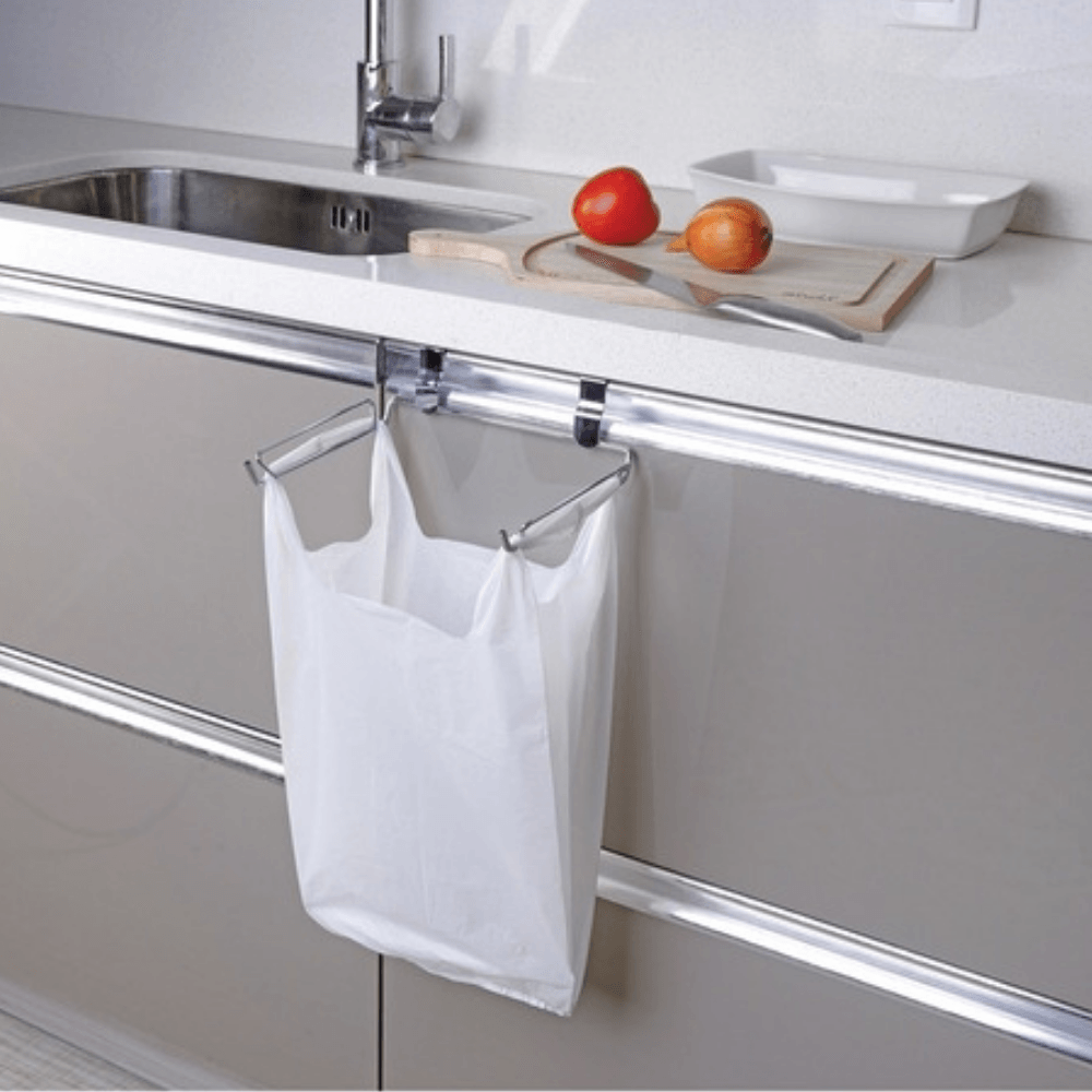 Suporte Para Sacola Plástica P/ Porta de Armário Cromado - Ela Decora