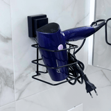 Suporte para Secador de Cabelo Fixação Ventosa Preto - Ela Decora