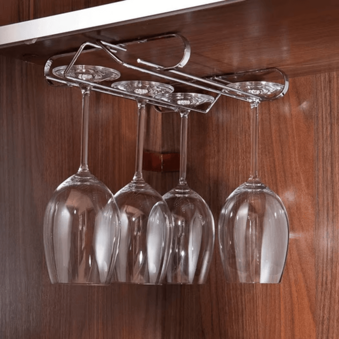 Suporte Para Taças de Fixar no Armário Cromado - Ela Decora