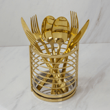 Suporte Para Talheres e Utensílios Dourado Luxo - Ela Decora