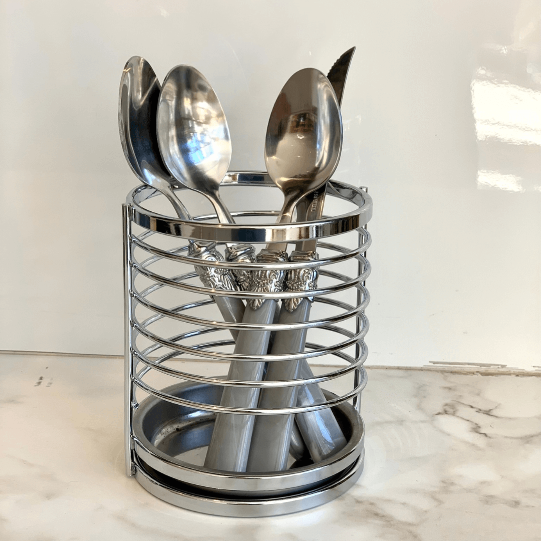 Suporte para Utensílios e Talheres Luxo Aço Cromado - Ela Decora