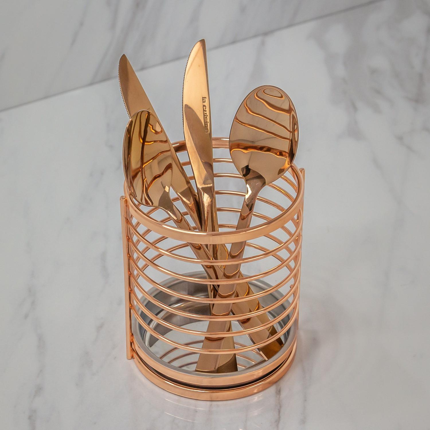 Suporte para Utensílios e Talheres Rose Gold Luxo - Ela Decora