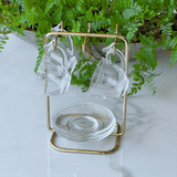 Suporte para Xicaras e Pires de Café Aço Dourado - Ela Decora