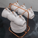 Suporte para Xicaras e Pires de Café Aço Rose Gold - Ela Decora
