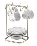 Suporte para Xicaras e Pires de Café Níquel - Ela Decora