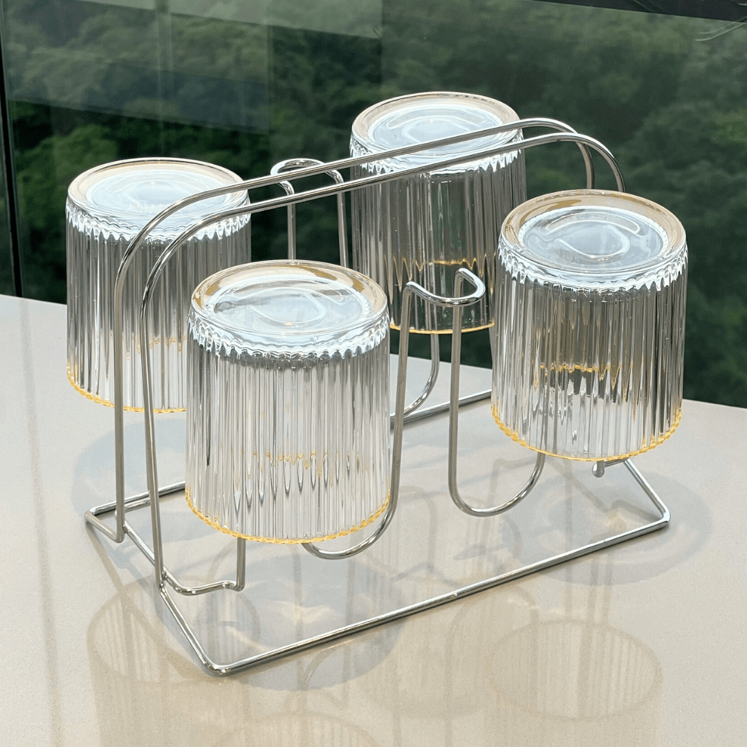 Suporte Porta 6 Copos Art Cook Cromado - Ela Decora