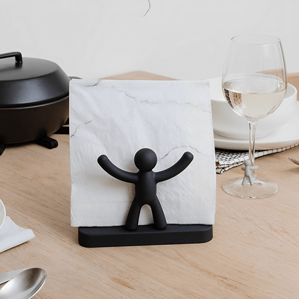 Suporte Porta Guardanapo Buddy Preto - Ela Decora