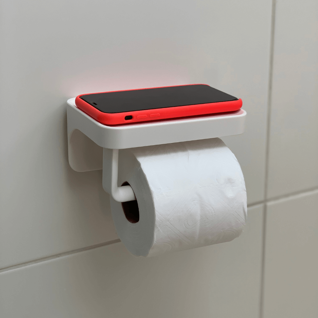 Suporte Porta Papel Higiênico e Prateleira com Ventosa Branco - Ela Decora