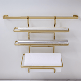 Suporte Porta Rolos Triplo Papel Toalha Alumínio e PVC Para Barra Luxo Dourado - Ela Decora