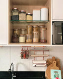 Suporte Porta Rolos Triplo Papel Toalha Alumínio e PVC Para Barra Luxo Rose Gold - Ela Decora