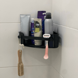 Suporte Porta Shampoo Cantoneira com Ventosa Preto - Ela Decora