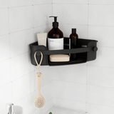 Suporte Porta Shampoo Cantoneira com Ventosa Preto - Ela Decora