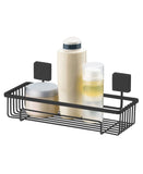 Suporte Porta Shampoo com Fixação Parafuso 28cm x 11 cm x 11cm Preto Fosco - Ela Decora