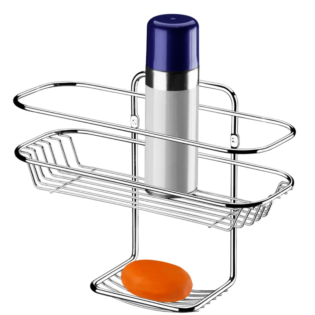 Suporte Porta Shampoo e Sabonete Fixação Parafuso Cromado - Ela Decora