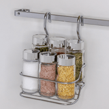 Suporte Porta Temperos e Condimentos 7 Peças Para Barra Cromado - Ela Decora