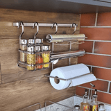 Suporte Porta Temperos e Condimentos 7 Peças Para Barra Cromado - Ela Decora